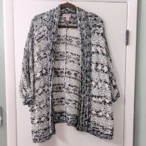 Forever 21 Black and White Open-Front Cardigan